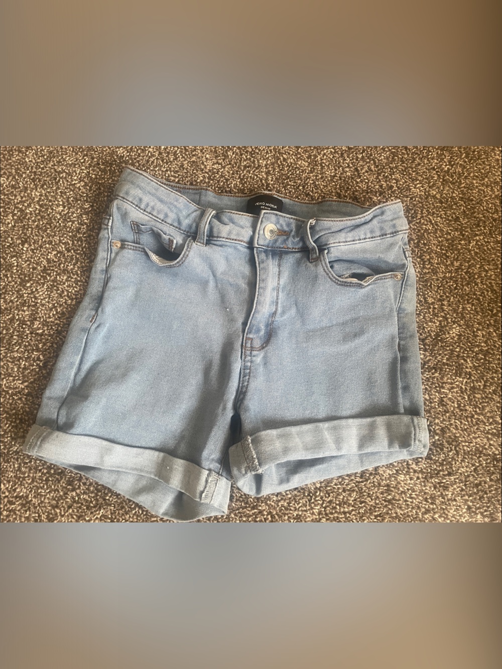 Vero Moda Light Blue Denim Roll-Cuff Shorts